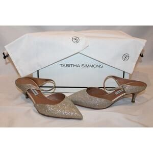 NIB TABITHA SIMMONS LIBERTY GLITTER PUMPS CHAMPAGNE SZ 6.5‎ $695